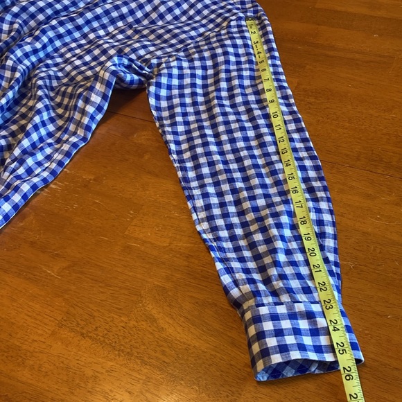 J. McLaughlin Mens Size L Blue White Check Gingham Plaid Button Up Linen Shirt - Picture 13 of 13